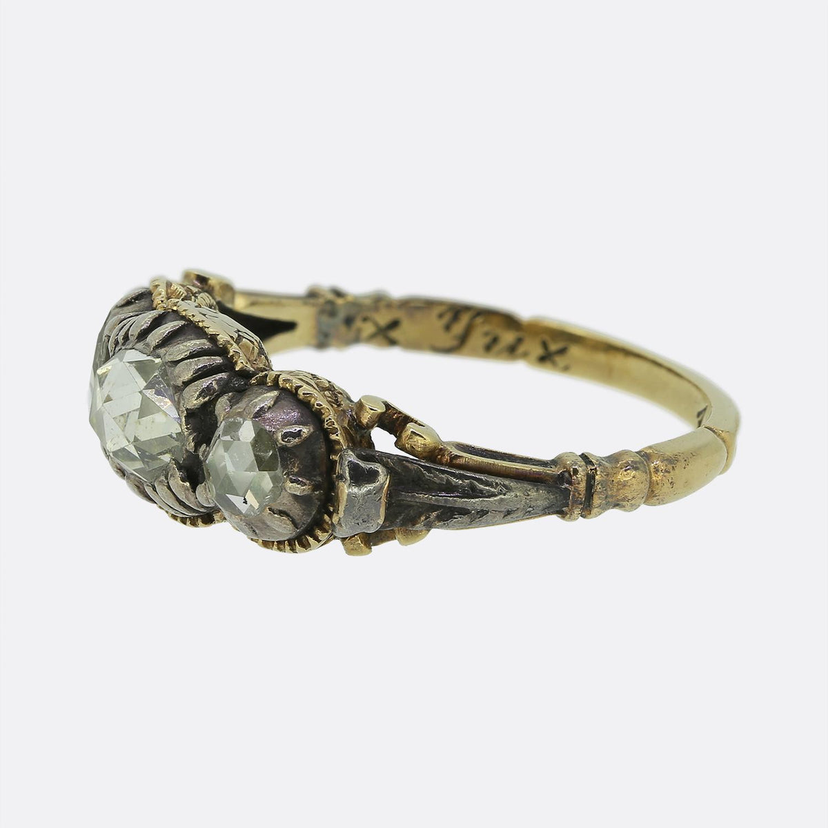 Georgian Rose Cut Diamond Three-Stone Ring