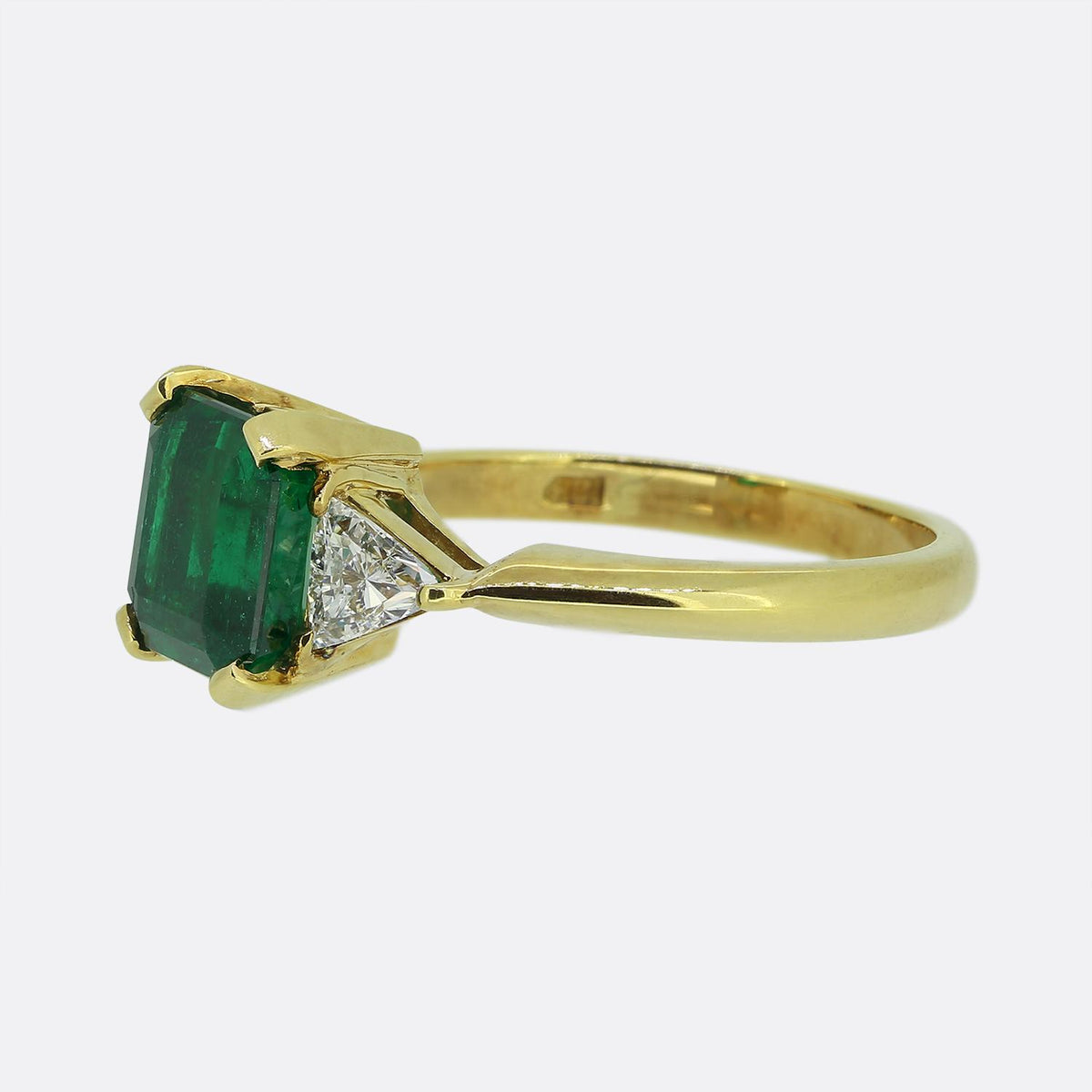 1.80 Carat Emerald and Diamond Three-Stone Ring