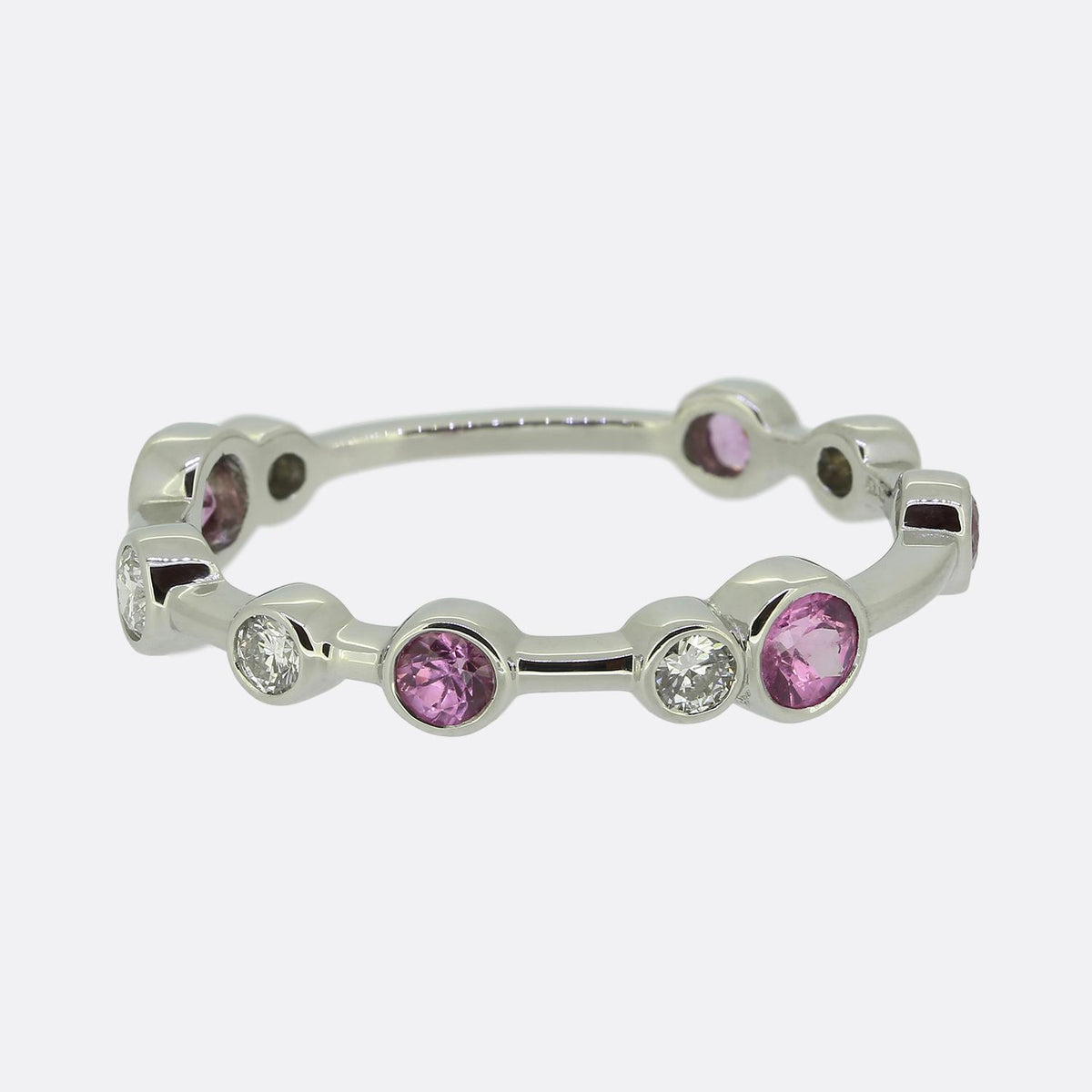 Boodles Full-Hoop Pink Sapphire and Diamond Raindance Ring Size T (61.5)