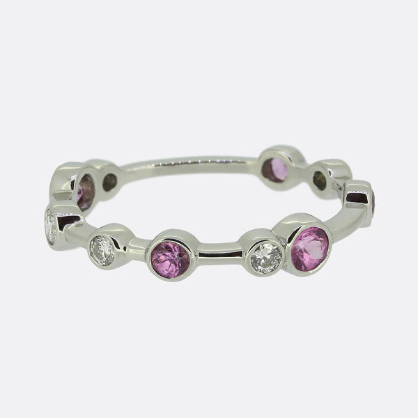 Boodles Full-Hoop Pink Sapphire and Diamond Raindance Ring Size T (61.5)