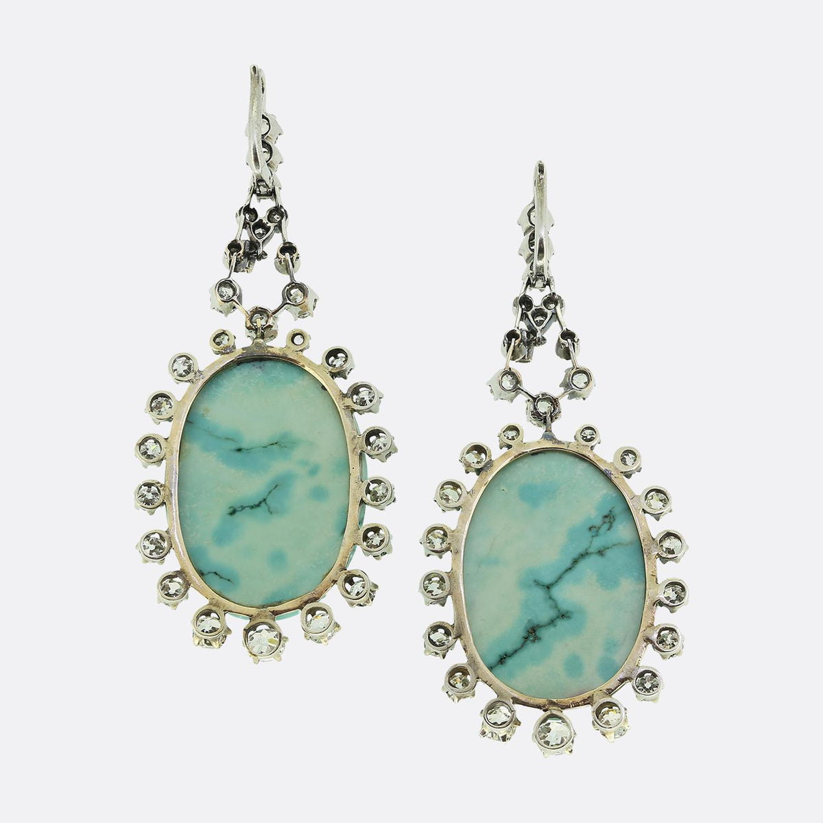 Edwardian Turquoise and Diamond Drop Earrings