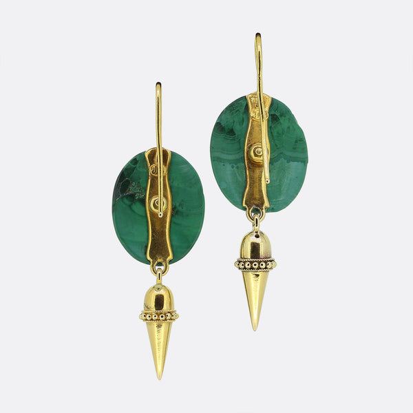 John Brogden Antique Malachite Drop Earrings