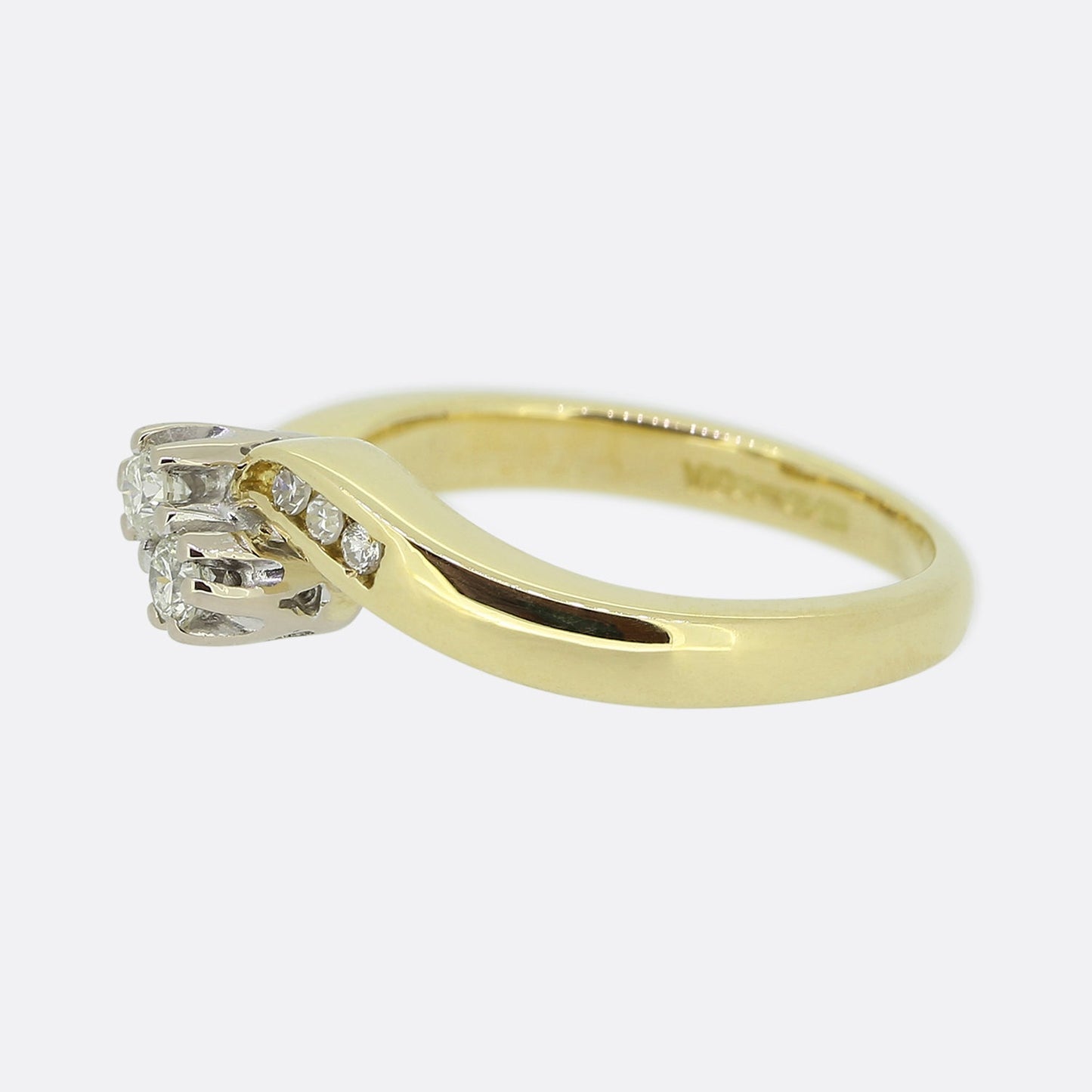 Vintage Two-Stone Diamond Crossover Ring