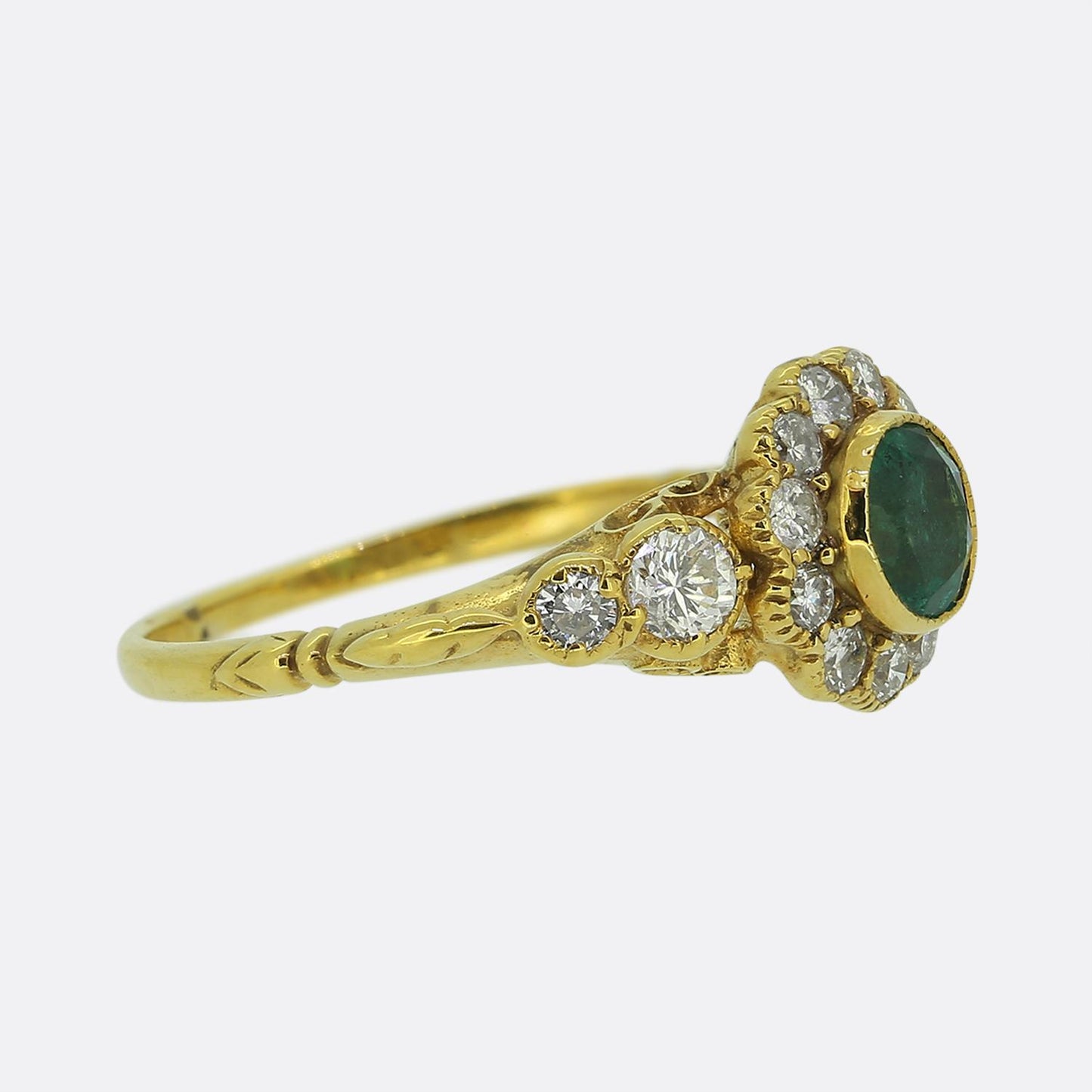 Vintage Emerald Diamond Cluster Ring
