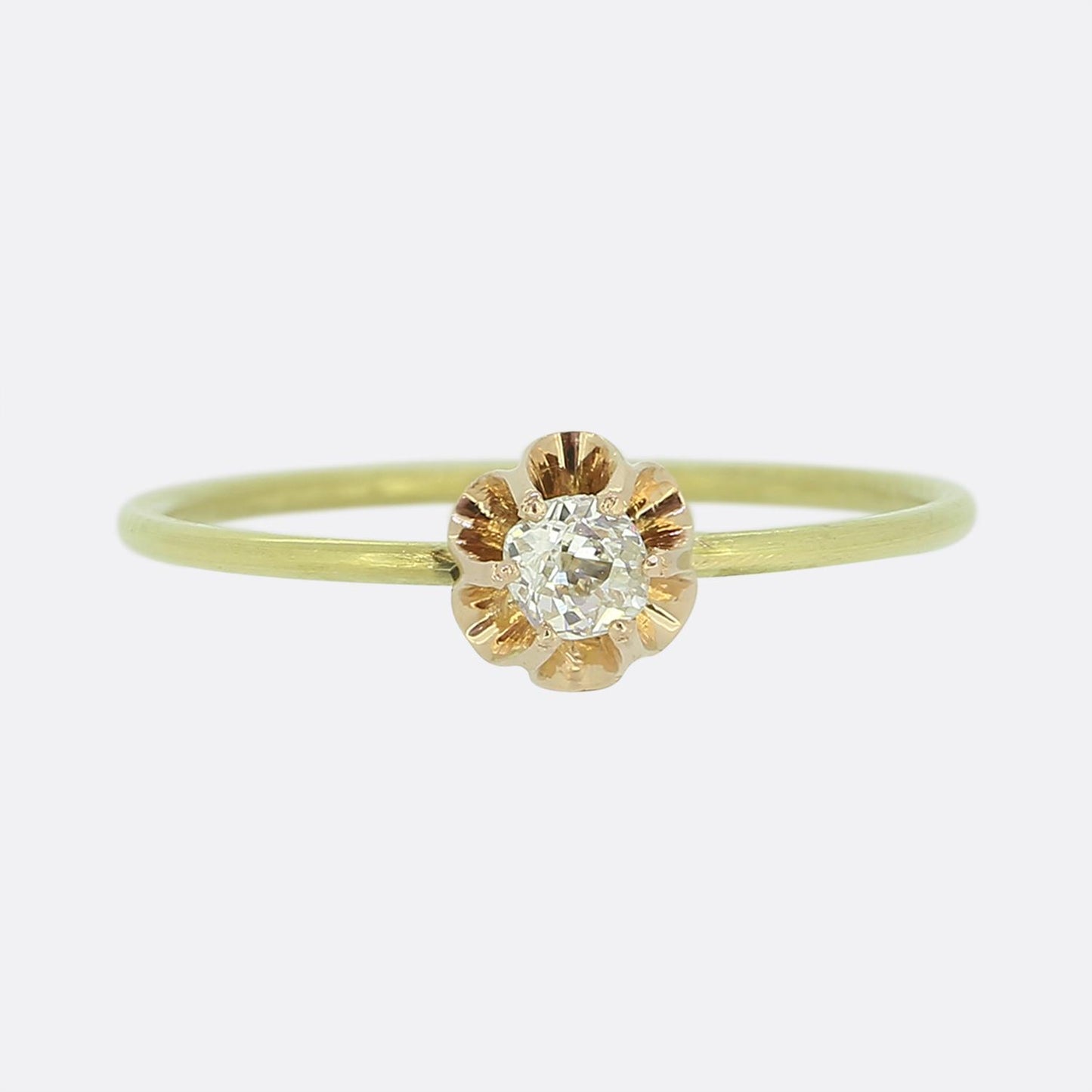 Vintage 0.12 Carat Diamond Stackable Flower Ring