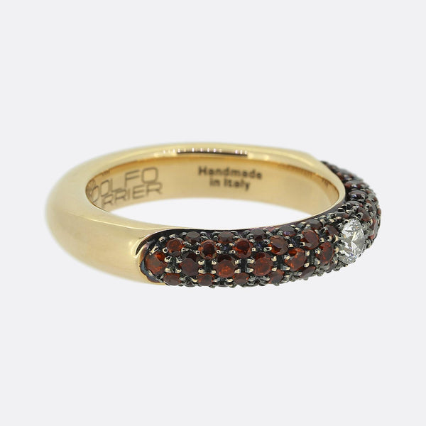 Adolfo Courrier Orange Sapphire and Diamond Band Ring