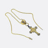 Victorian Enamel and Diamond Cross and Heart Pendant Necklace