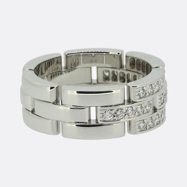 Carter Maillon Panthère Triple Row Half-Paved Diamond Ring Size P (56)