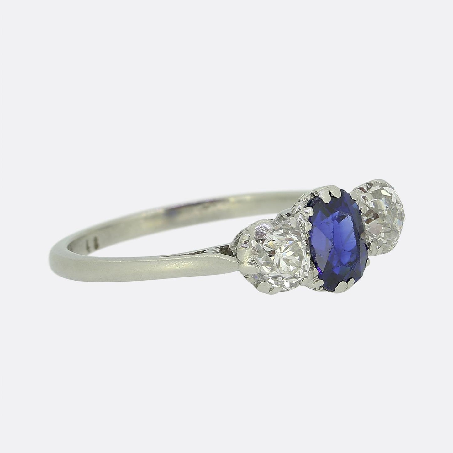 Art Deco Sapphire Diamond Three Stone Ring