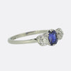 Art Deco Sapphire Diamond Three Stone Ring
