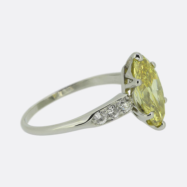 Tiffany & Co. Antique 1.57 Carat Fancy Vivid Yellow Diamond Engagement Ring