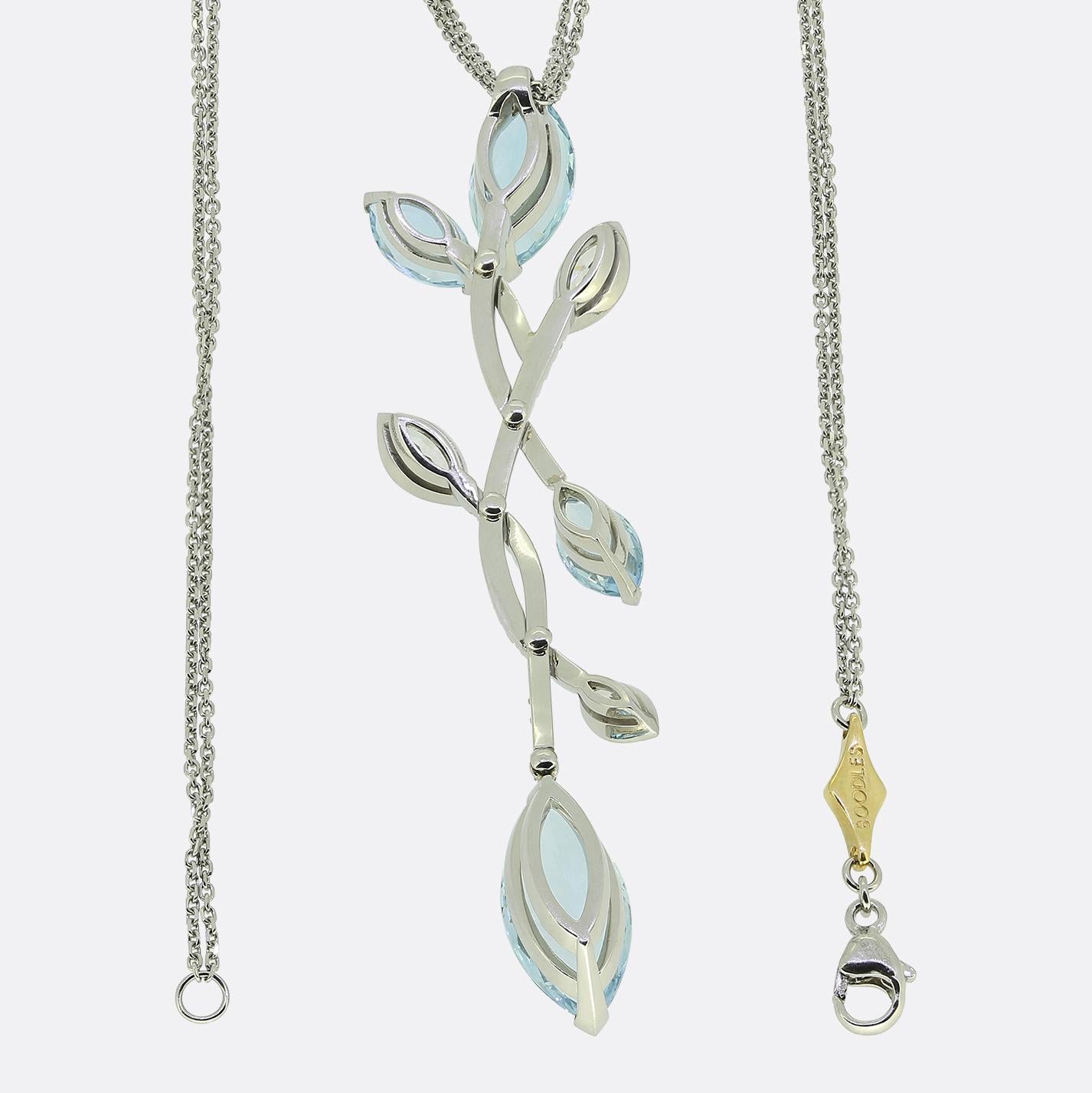 Boodles Aquamarine Diamond Pendant Necklace