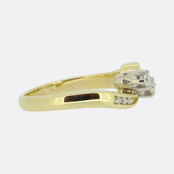 Vintage Two-Stone Diamond Crossover Ring