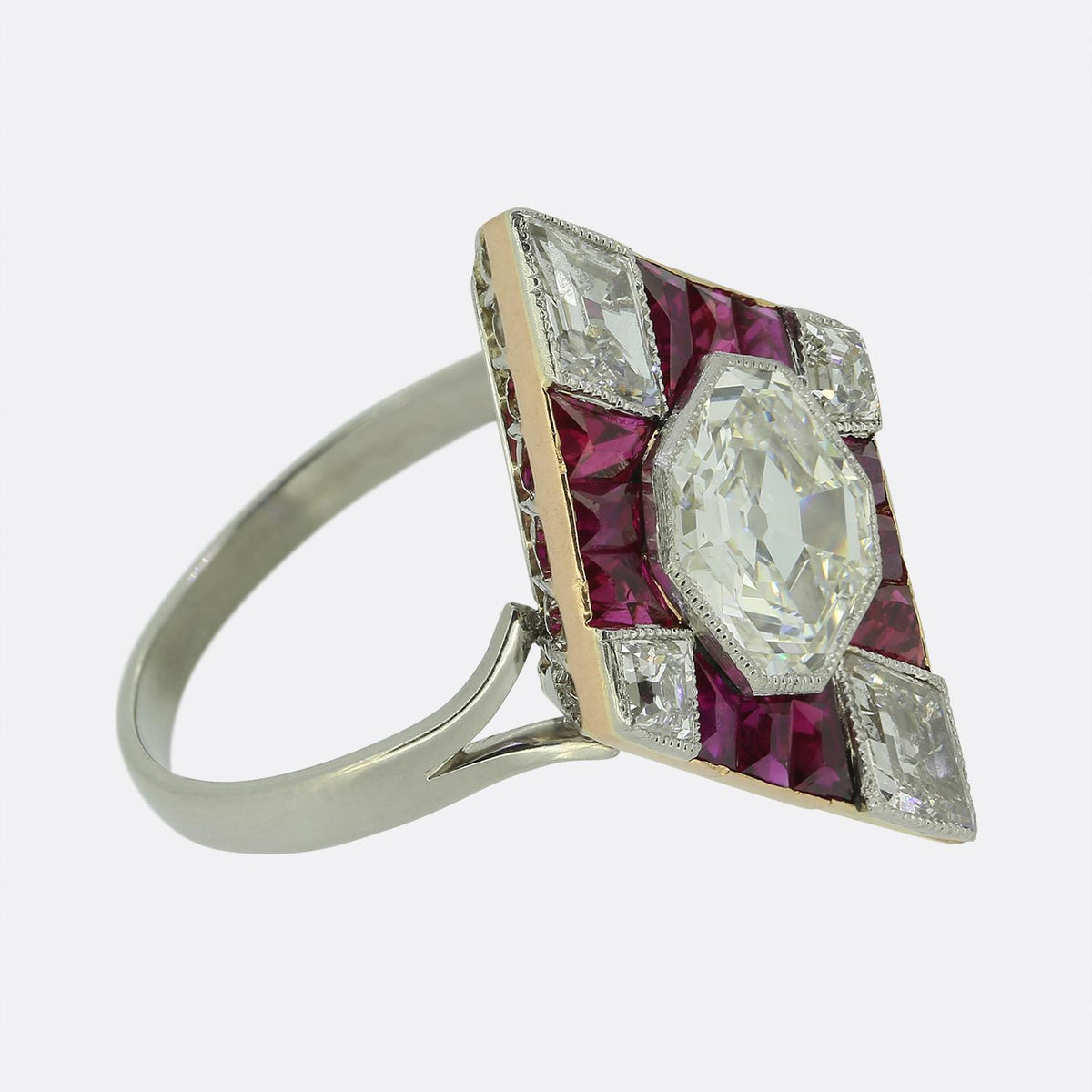 Art Deco 2.00 Carat Asscher Cut Diamond and Ruby Ring – The Vintage ...