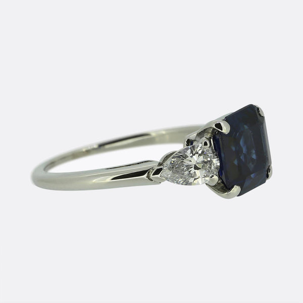 Cartier Sapphire and Diamond Three-Stone Ring