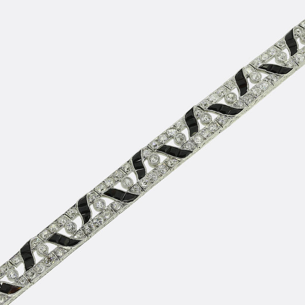 Art Deco Onyx and Diamond Bracelet