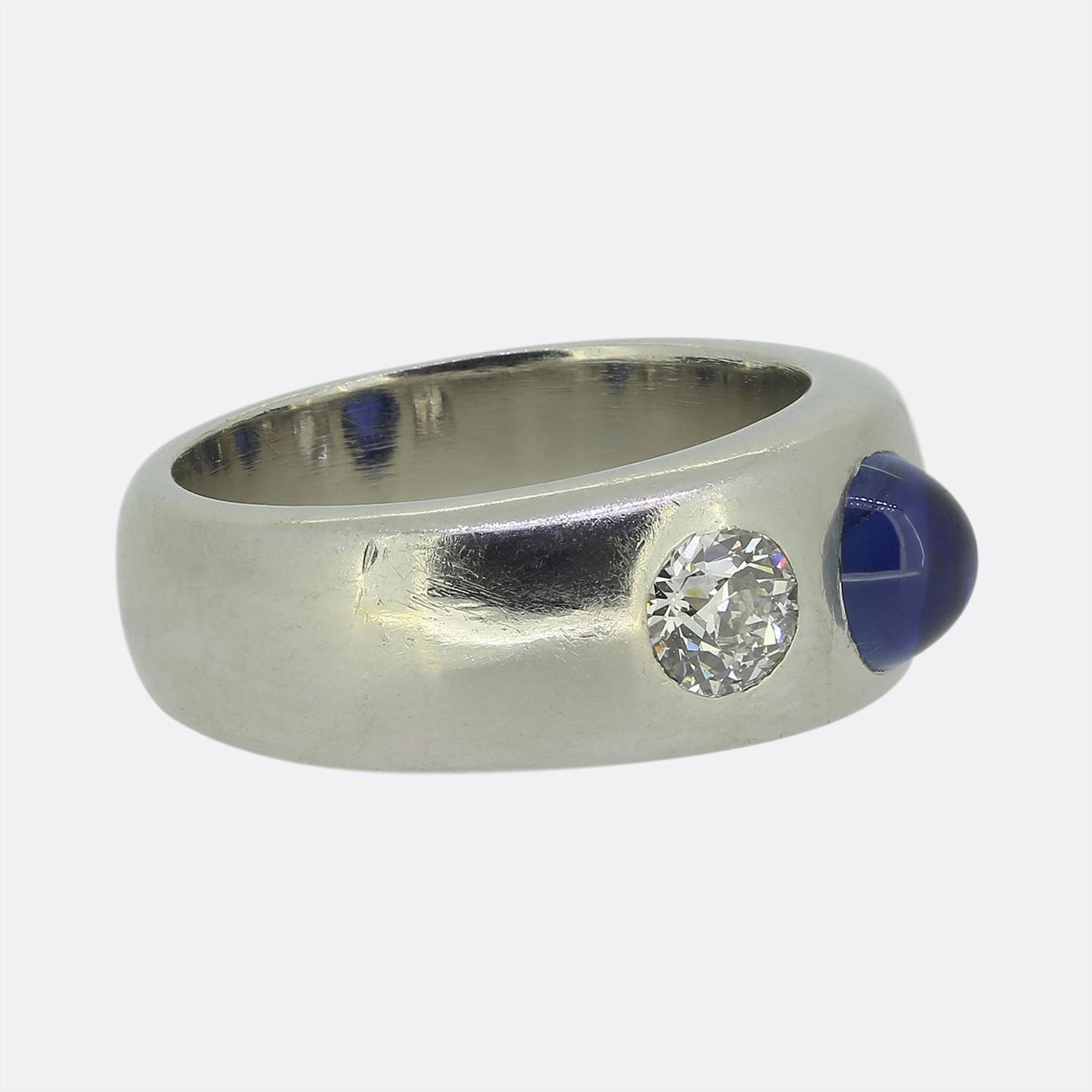 Sapphire and Diamond Three-Stone Ring