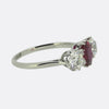 Antique 1.10 Carat Ruby and Diamond Three-Stone Ring