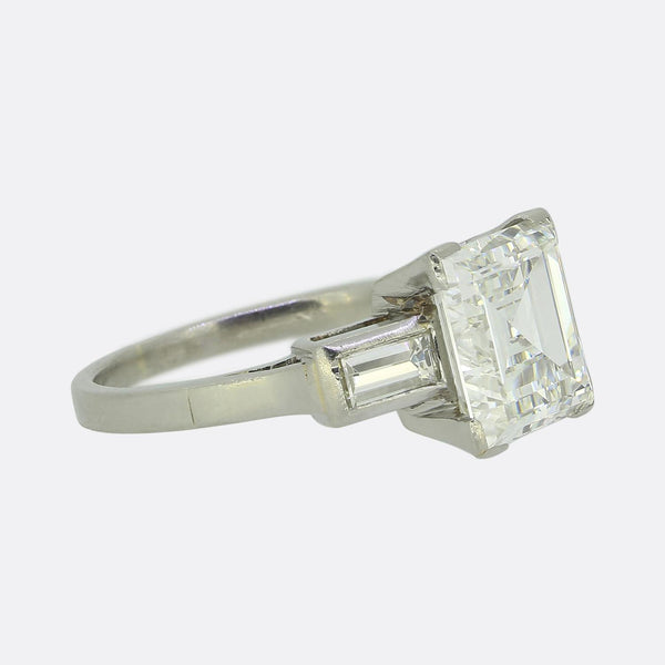 2.80 Carat Carré Cut Diamond Three-Stone Ring