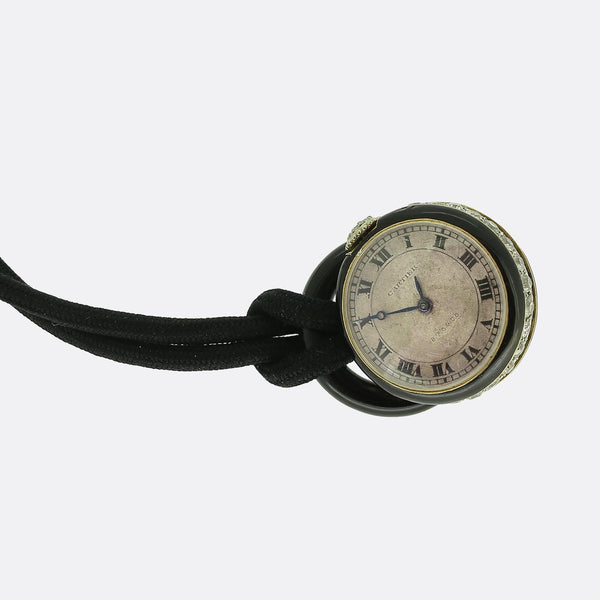 Cartier Antique Diamond Watch Fob Pendant Necklace