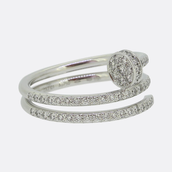 Cartier Juste un Clou Double Semi-Paved Diamond Ring Size N (54)