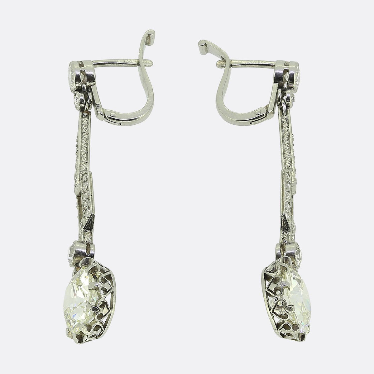 Art Deco 5.03 Carat Diamond Drop Earrings