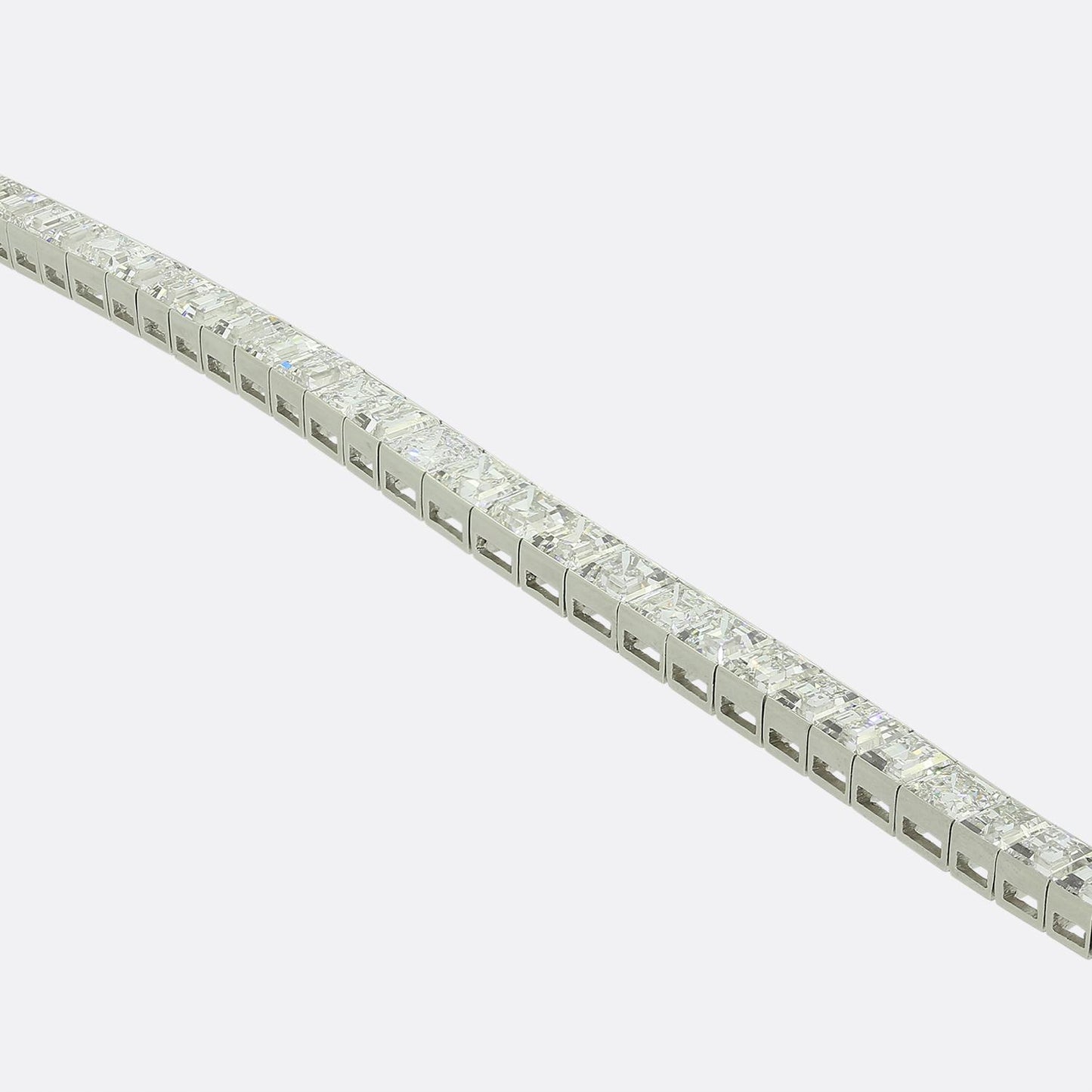 21.00 Carat Carré Cut Diamond Line Bracelet