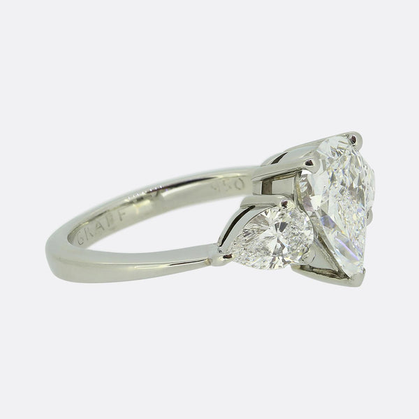 Graff 1.51 Carat Pear-Cut Diamond Three-Stone Promise Engagement Ring