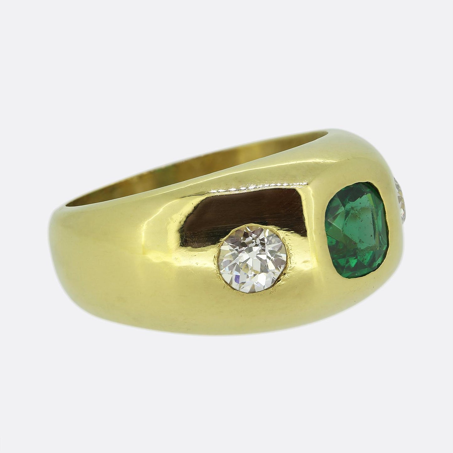 Antique Emerald and Diamond Three-Stone Ring