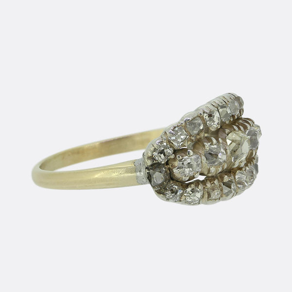 Georgian Old Cut Diamond Three-Row Ring