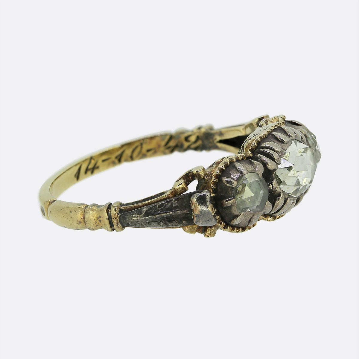 Georgian Rose Cut Diamond Three-Stone Ring