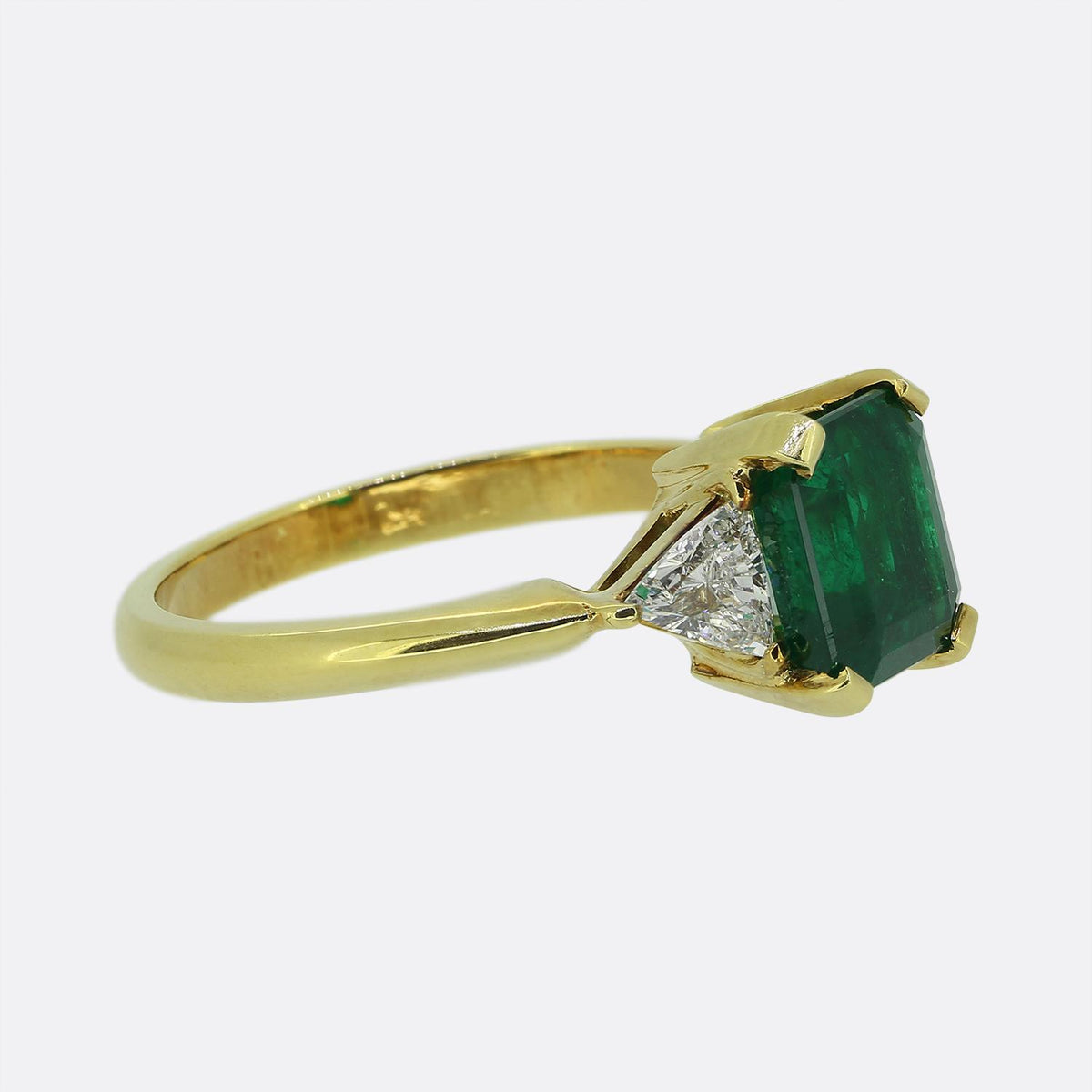 1.80 Carat Emerald and Diamond Three-Stone Ring