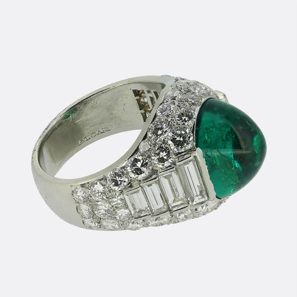 Bvlgari 4.91 Carat Emerald and Diamond Trombino Ring