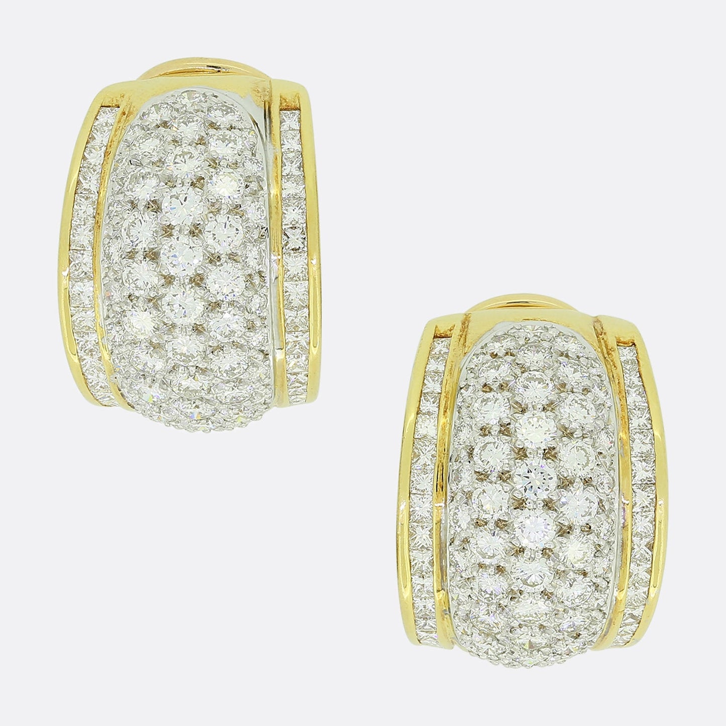 Large Pavé Diamond Set Earrings