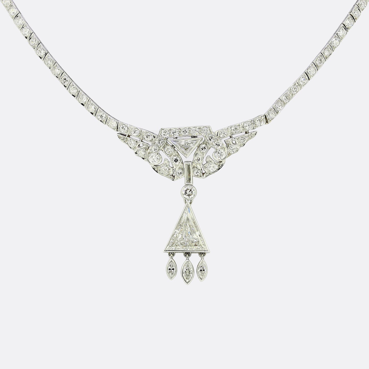 Art Deco 3.90 Carat Diamond Cluster Necklace