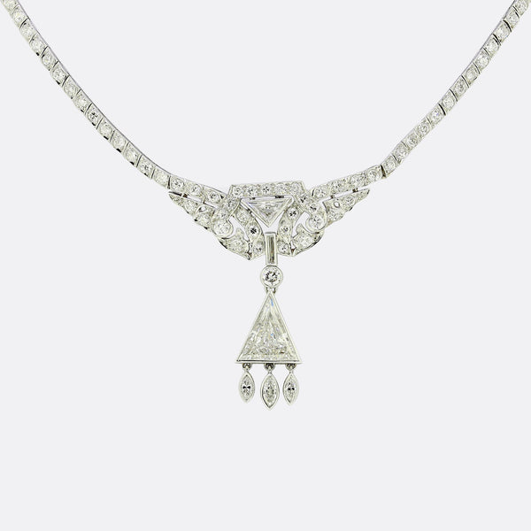 Art Deco 3.90 Carat Diamond Cluster Necklace
