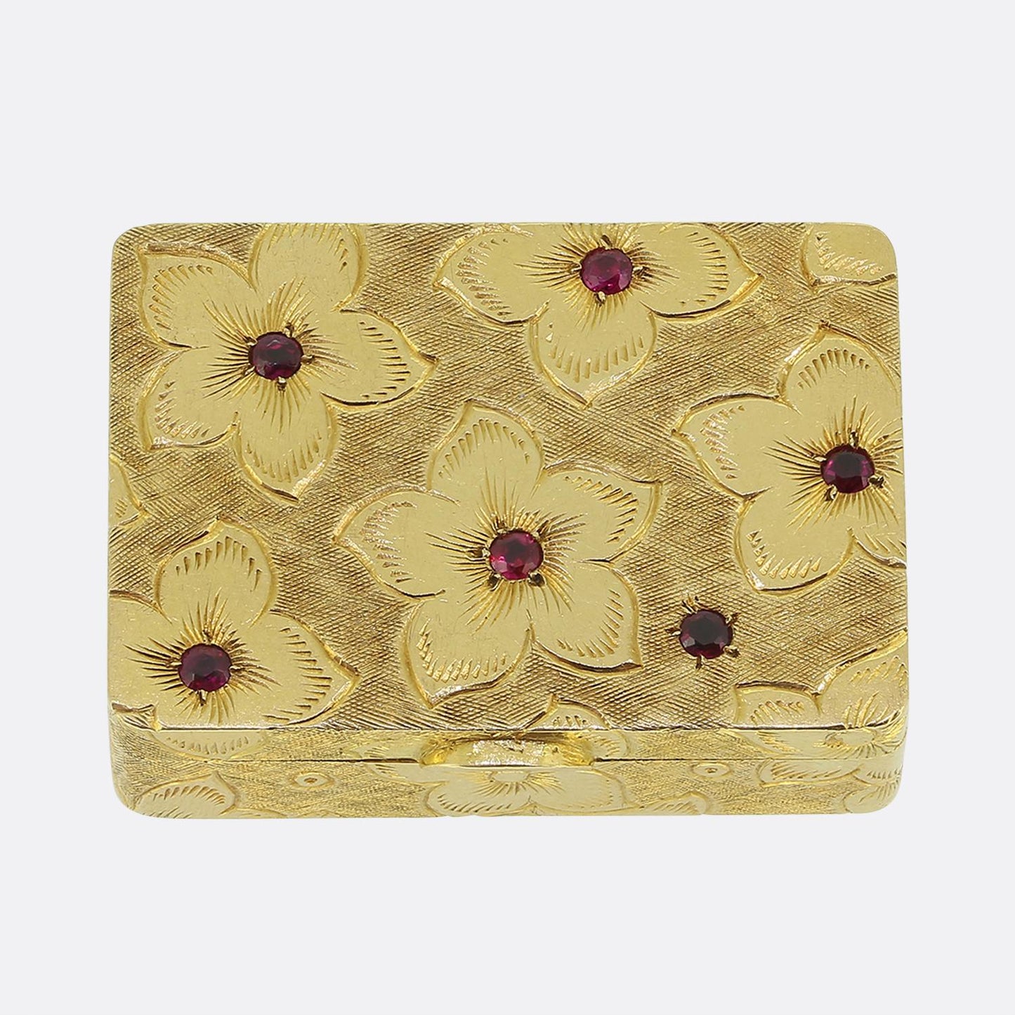 Vintage Cartier Ruby Floral Pill Box