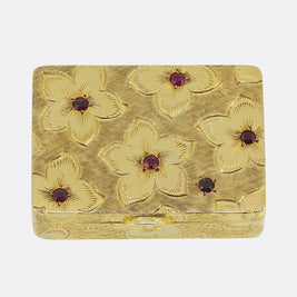 Vintage Cartier Ruby Floral Pill Box