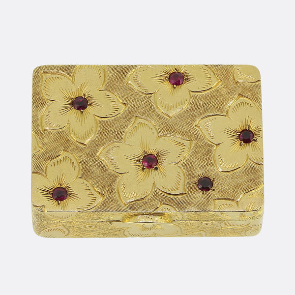 Vintage Cartier Ruby Floral Pill Box