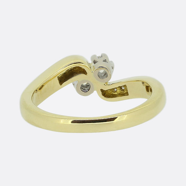 Vintage Two-Stone Diamond Crossover Ring