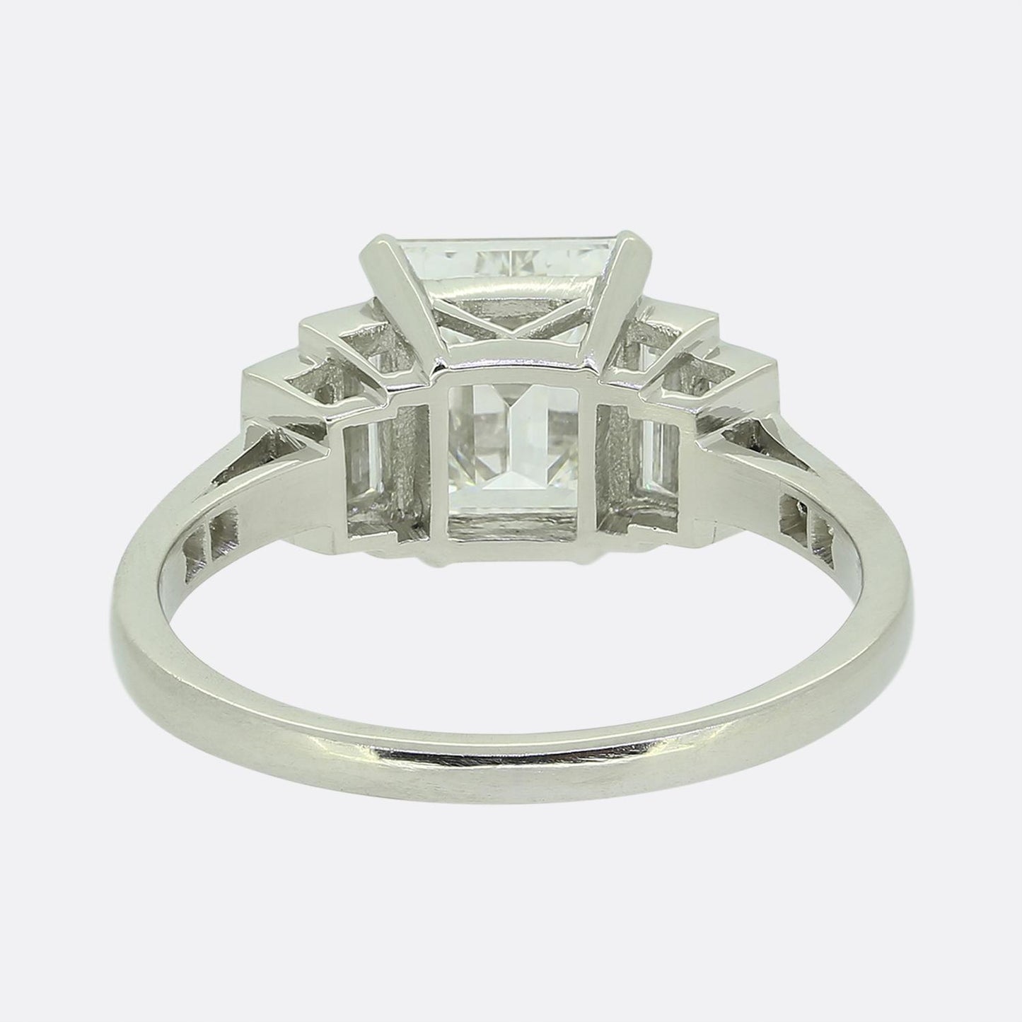 Art Deco 1.77 Carat Emerald Cut Diamond Engagement Ring