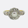 Edwardian Natural Pearl and Diamond Cluster Ring