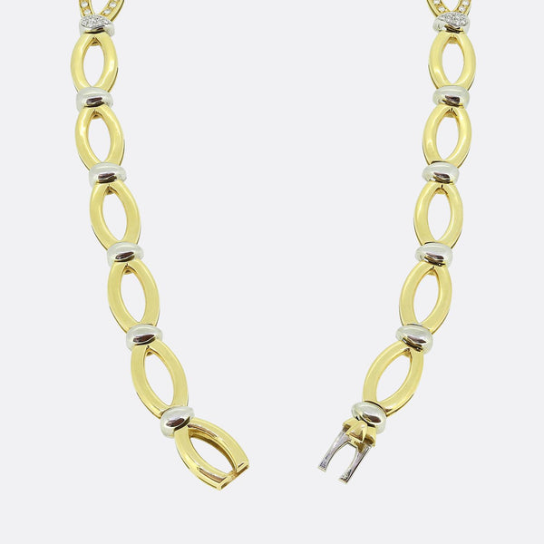 2.50 Carat Diamond Oval Link Collar Necklace