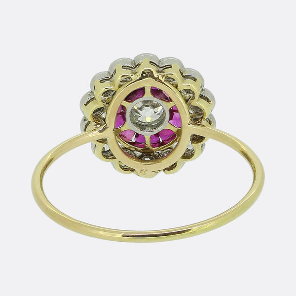 Art Deco Ruby and Diamond Cluster Ring