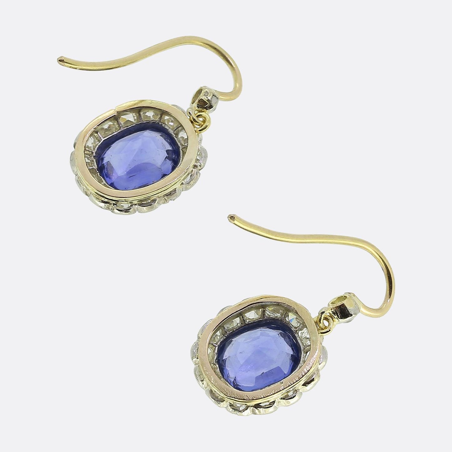 Antique Ceylon Sapphire and Diamond Drop Earrings