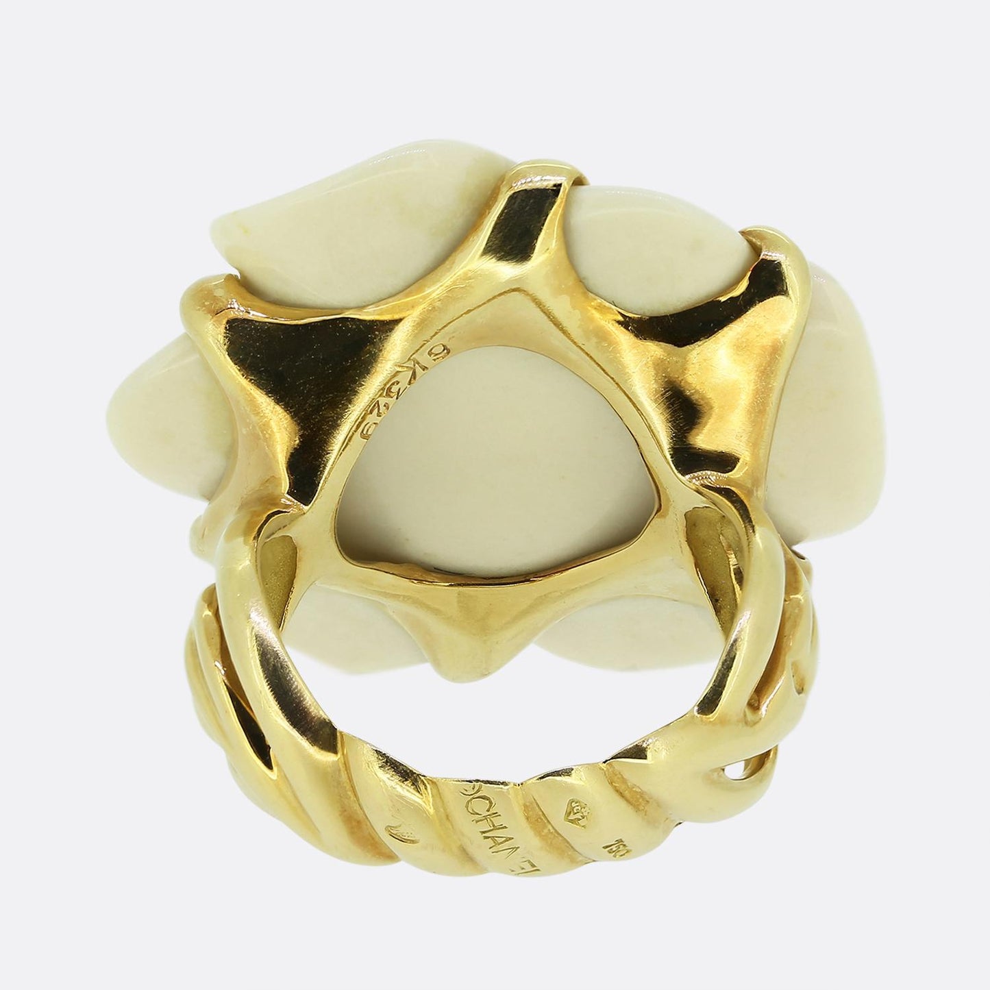 Chanel White Agate Camélia Ring