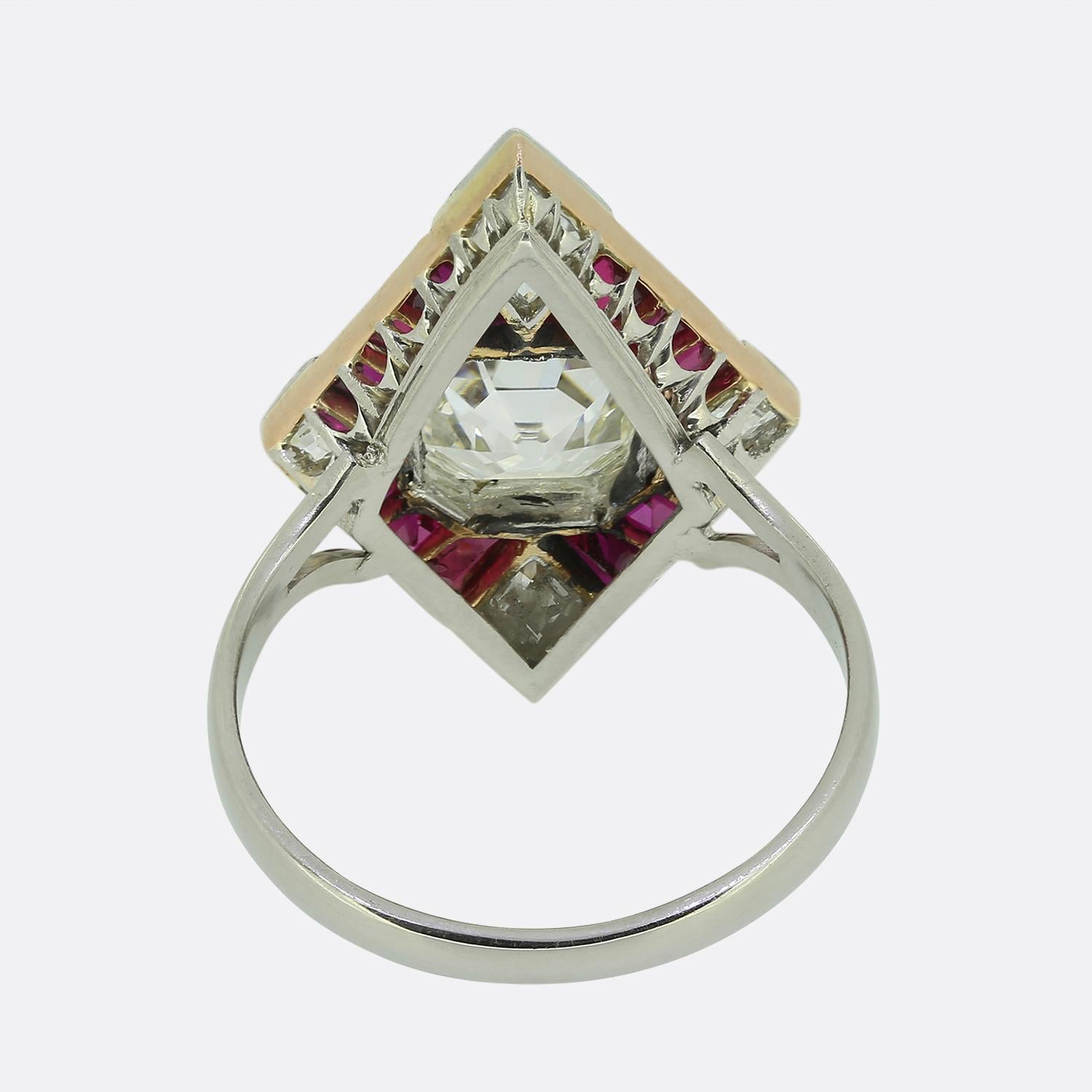 Art Deco 2.00 Carat Asscher Cut Diamond and Ruby Ring – The Vintage ...