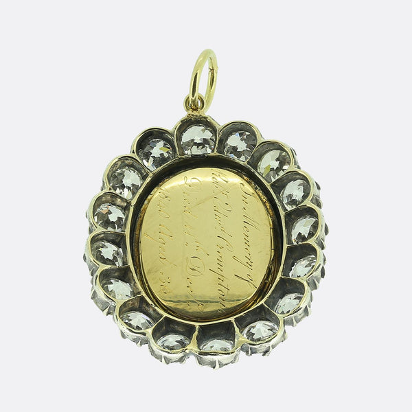 Victorian Fancy Yellow Old Cut Diamond and Enamel Locket Pendant