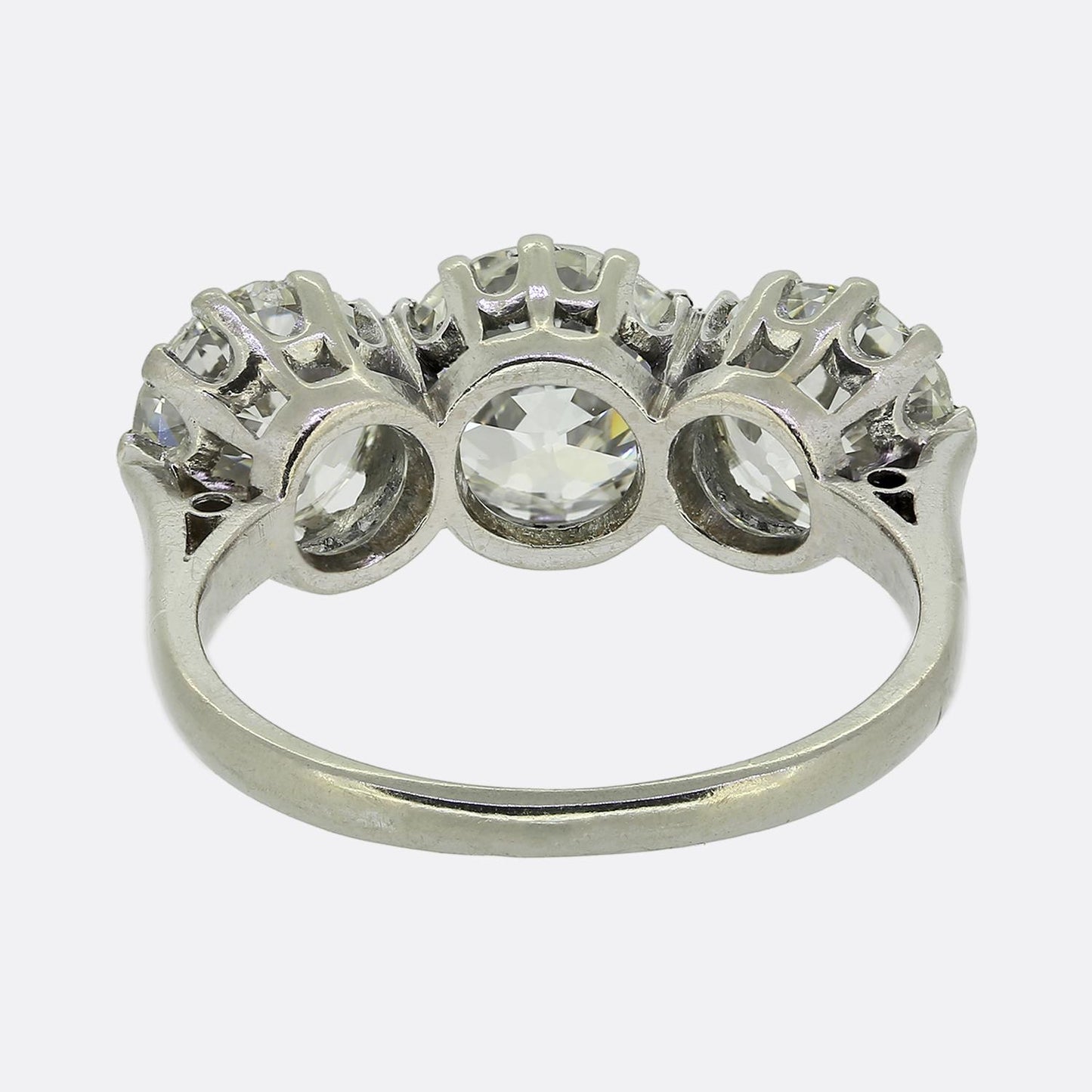 Antique 4.30 Carat Old Cut Diamond Three-Stone Ring