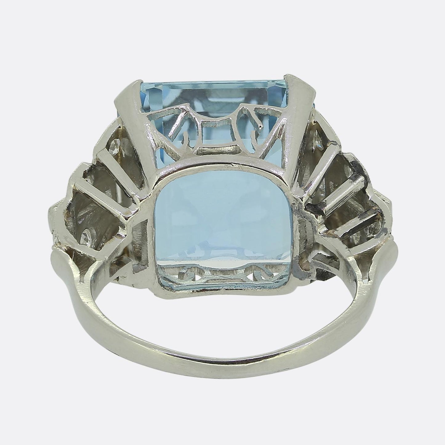Art Deco 10.00 Carat Aquamarine and Diamond Ring
